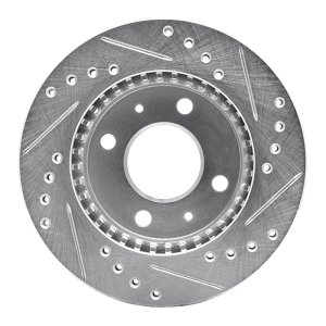 Nissan Lucino Brake Rotor (1) - Front Left - R1 Concepts - Drilled & Slotted - Silver - `95-`00